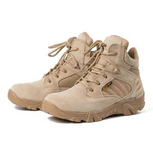 Bottes de combat tactiques pour hommes, chaussures d'hiver pour camouflage, prix bas, semelle en caoutchouc, daim du désert, nylon, bout rond, cuir véritable, maille - Product Image 6