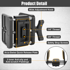 New Arrival Nhôm đa chức năng kẹp yên núi Tripod phần còn lại Adapter cho trong nhà và ngoài trời săn bắn và chụp - Product Image 2