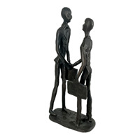 Figurine abstraite en fonte en forme de serrage de main, sculpture moderne de collaboration au bureau, cadeau d'inauguration fait main, décoration de bureau, artisanat métallique