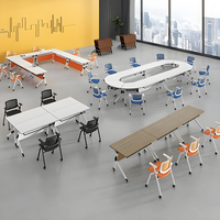 Table de conférence mobile pliante en bois moderne avec roulettes verrouillables pour salles de classe, centres multimédia, salles de formation, hôtels