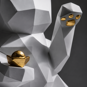Figura de Resina de <span class=keywords><strong>Gato</strong></span> de la Suerte Geométrico, Moderna Escultura Minimalista de Maneki Neko en Blanco y Dorado, Arte de la Fortuna para Decoración del Hogar o Escritorio, Regalo - Product Image 3