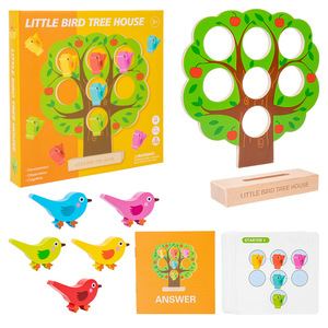 Gioco di abbinamento con uccelli di legno <span class=keywords><strong>che</strong></span> si posizionano sugli alberi, adatto per l'allenamento del pensiero logico dei bambini e per l'educazione precoce. - Product Image 5