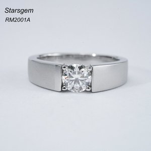 Anillo de Hombre con Piedra Moissanita Starsgem, Plata S925, Color DEF, VVS, Anillo de Compromiso de Plata con Moissanita - Product Image 1