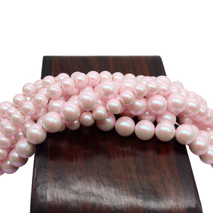 Perle di Vetro Rotonde di Alta Qualità, Imitazione <span class=keywords><strong>Swarovski</strong></span>, Colore Rosa Chiaro Crema, per Creazione di Gioielli - Vendita Stock - Product Image 3