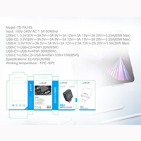 Personnalisé 30W 65W 5V 9V 12V 20V mural double port USB-A Carregador plaque ordinateur portable EU gan 3 en un adaptateur multiple chargeurs de type c