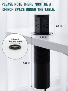 Multiprise industrielle escamotable avec chargeur sans fil 15W, 2 ports USB, protection <span class=keywords><strong>de</strong></span> sécurité, construction en plastique - Product Image 3