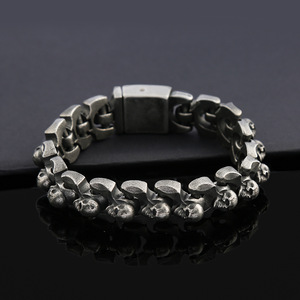 Bracelet squelette yunnique en argent tibétain, 22 cm, style punk pour hommes, design géométrique - Product Image 3