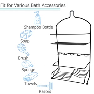Caddy de <span class=keywords><strong>ducha</strong></span> colgante, accesorios de baño, soporte <span class=keywords><strong>para</strong></span> botella de Gel de <span class=keywords><strong>ducha</strong></span> de esquina, estantes sobre el inodoro con ganchos de cesta de almacenamiento - Product Image 5