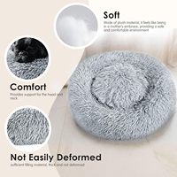 Lit pour chien et chat en fausse fourrure, moderne, classique, confortable, lavable, portable, forme de beignet de 20 pouces, lit pour animaux de compagnie d'intérieur