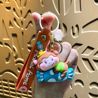 Porte-clés créatif en forme de dessin animé d'animaux mignons, pour voiture, pour couples, petit pendentif de sac, accessoires de suspension, vente en gros