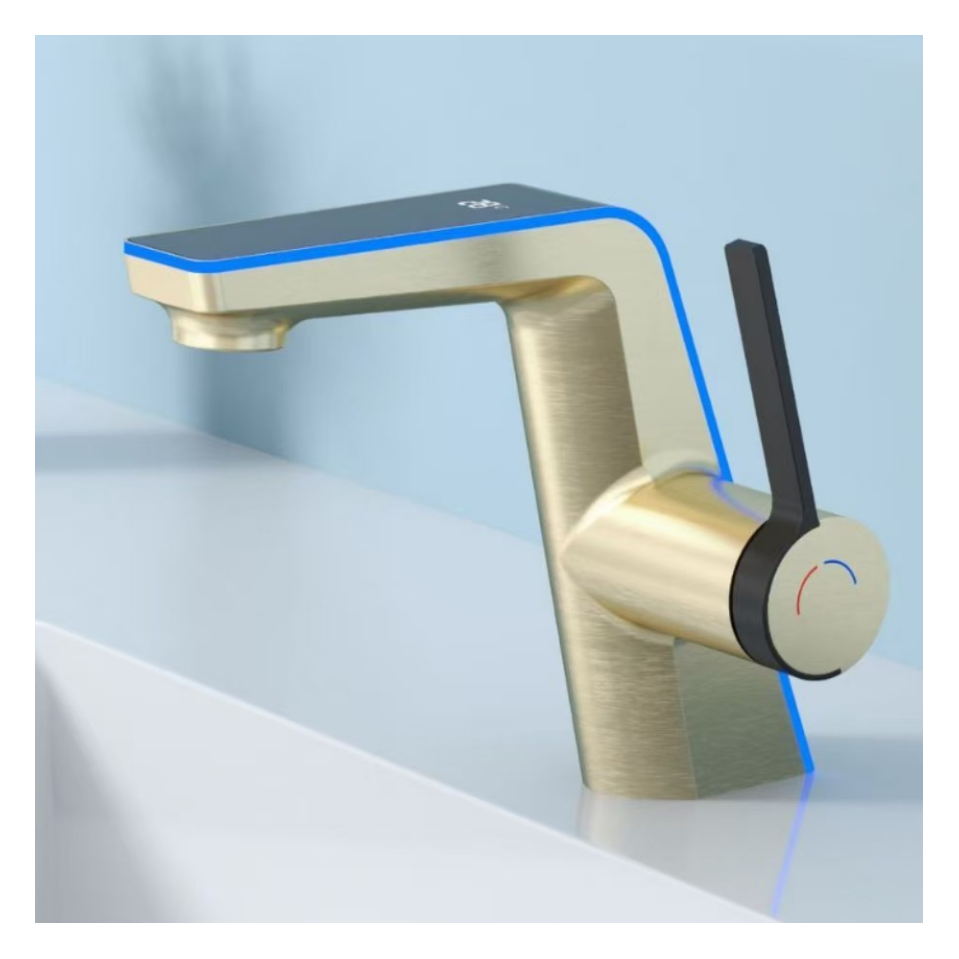 Intelligent Digital LED Temperature Display Bathroom Faucet Surround Atmosphere Light Basin Faucet with Single Hole Mount