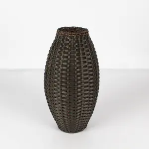 Decorative Pastoral Black Rattan Weaving Chandelier Lamp Shade for Indoor Application