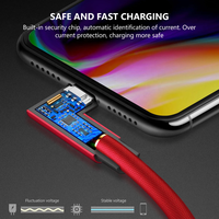 Kabel USB 3 in 1 1M 2M 90 Derajat Elbow Fast Charging Aluminium Alloy & Nylon Braided untuk iPhone Type-C Micro USB Komputer