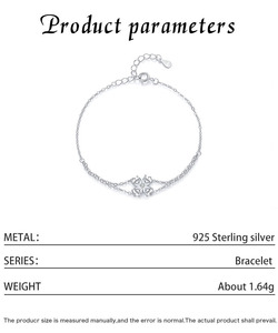 S925 Silver Women's Chain <b>Bracelet</b> With Round Diamond Flower Design Minimalist Everyday Wear Jewelry - Product Image 2