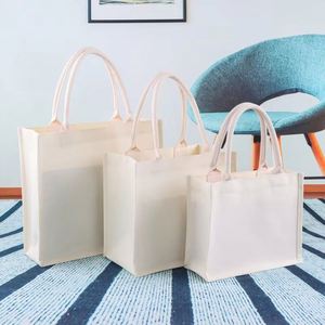 กระเป๋าผ้าใบสีขาวล้วนใหม่จากโรงงานพร้อมส่ง กระเป๋าผ้าใบวาดลายเอง DIY  กระเป๋าโท้ทขนาดใหญ่  ขายส่ง - Product Image 2