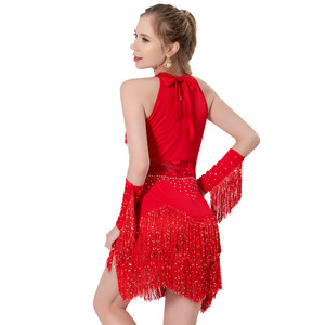 Nuovo Abito da Ballo Latino per Donna con Perline e Paillettes, Costume da Samba con Frange per Matrimoni, Balli di Gala e Spettacoli - Product Image 3