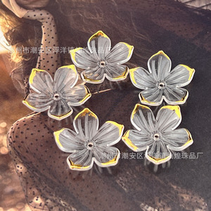 Épingle à cheveux en acrylique en forme de fleur de cerisier, plaquée or, accessoire de bijoux DIY pour un usage quotidien - Product Image 4