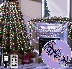 Luci natalizie per esterni 1000LED 49ft luci a grappolo multicolori con 8 modalità Timer Remote IP44 luci a stringa di fata impermeabili