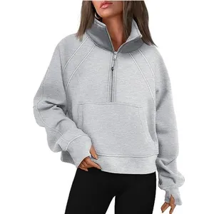 Fitness New Arrivals Style Hoodies Women's Half Zipper Pullover Woman's Fleece Hoodie Sweatshirts