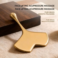 Masseur facial en cuivre en forme de feuille d'érable Gua Sha, outil de soin du visage en métal, outil de soin du visage personnalisé