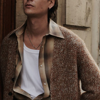 Benutzer definierte Unisex Baumwolle Leinen V-Ausschnitt Pullover Hand gestrickte Vintage Wash Cardigan für Männer Gestrickte Vintage Herren Pullover