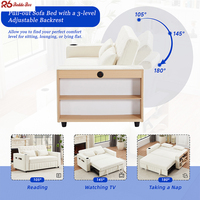 Nuevo Sofá de Estilo Moderno con Respaldo Ajustable, Sofá Cama de 2 Plazas con Espacio de Almacenamiento, Muebles para Sala de Estar