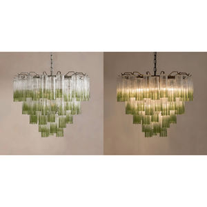 Lustre sculptural Art <span class=keywords><strong>d</strong></span>éco italien Tubes en verre texturé soufflé à la main Cadre en métal Ombre verte Unique Lustre haut de gamme <span class=keywords><strong>Chiara</strong></span> - Product Image 5