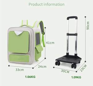 Sac de transport pour animaux de compagnie, chariot de voyage portable pour chat et chiot, sac respirant pour animaux de compagnie, sac à dos de transport sur roulettes, grande capacité - Product Image 2