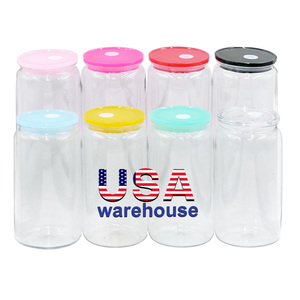 KOCDAM Entrepôt USA – Gobelets en plastique transparent vierges de 16 oz pour sublimation, tasses à café de 16 oz, canettes en plastique effet boule à neige avec couvercle en plastique coloré - Product Image 2