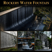 Fontaine d'eau rocheuse naturelle et éclatante avec éclairage commercial RGB/Laser, étanche IP68, personnalisable, écologique, durable, télécommande IA