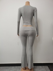 Individuelles Sexy 2-teiliges Lounge-Set mit Umklappbarem Gummibund aus Jersey für Damen – Kurze oder Lange Outfits, 2-Teiler für Frauen - Product Image 2