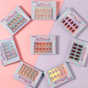 Uñas Postizas Cortas de Alta Calidad, Suministros al por Mayor, Uñas Acrílicas Hechas a Mano con Punta Francesa, Gel Suave 3D, Uñas Postizas con Diseño - Product Image 1