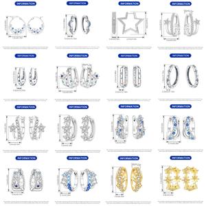 Boucles d'oreilles pour femmes en cuivre blanc et laiton avec zircon, motif ciel étoilé, étoiles et lune - Cadeau d'anniversaire - Product Image 6