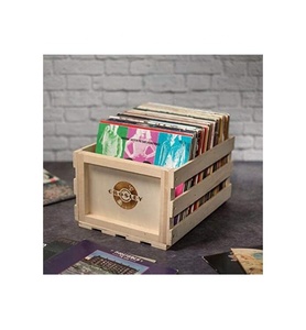 Retro Musique Wooden <strong>Vinyl</strong> LP Record Storage <strong>Crate</strong> on Wheels for Easy Mobility | Holds 80-100 LP's - Product Image 2