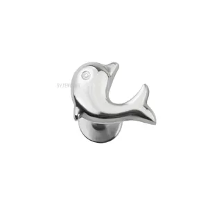 Gennel Kids Cute Titanium Tragus Jewelry Sterling Titanium Piercing Animal Dolphin Stud Minimalist Jewelry