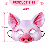 Masque fantaisie en forme de tête de cochon imprimé, demi-masque animal noir et rose, accessoire de costume, accessoire photo pour Halloween, mascarade, fête cosplay