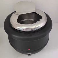 Calentador de Sopa Eléctrico de 10L con Tapa de Acero Inoxidable, Temporizador Mecánico de 6-8 Horas, Capacidad para Equipo de Restaurante
