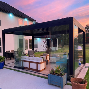 Système de couverture de pergola bioclimatique en aluminium avec côtés rétractables, toit à lamelles imperméable, cadre thermolaqué - Product Image 3