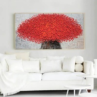 Peintures à l'huile personnalisées modernes art Texture épaisse L'arbre de vie rouge peinture de fleurs et d'arbres art mural abstrait fait à la main