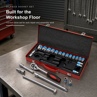 Kit d'outils en acier au chrome-vanadium de 24 pièces, jeu de clés à cliquet, douilles, clés métriques, coffret rigide, outils à main, réparation automobile professionnelle
