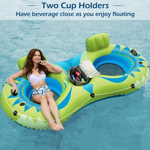 Bouée de piscine gonflable robuste avec glacière amovible et 2 porte-gobelets, pour adultes, idéale pour la rivière et le lac - Product Image 2