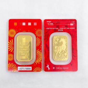 Venta al por mayor Metal Hierro <span class=keywords><strong>Suiza</strong></span> Regalo de la suerte Barra DE ORO 1oz 5G 10g 50g 100g Lingote de latón chapado en oro - Product Image 5