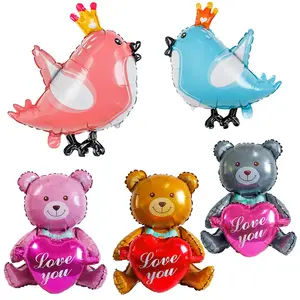 Большой мультяшный милый шарик «Любовный Медведь» воздушный шар «Птица» на День святого Валентина, свадебные украшения, юбилейные принадлежности, фольгированный шар