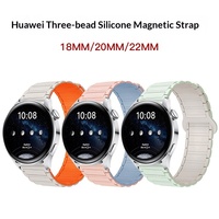 Bracelet de montre de sport pour GT3/4/5/6/Honor 4567, deuxième génération, en silicone à trois maillons avec fermoir magnétique