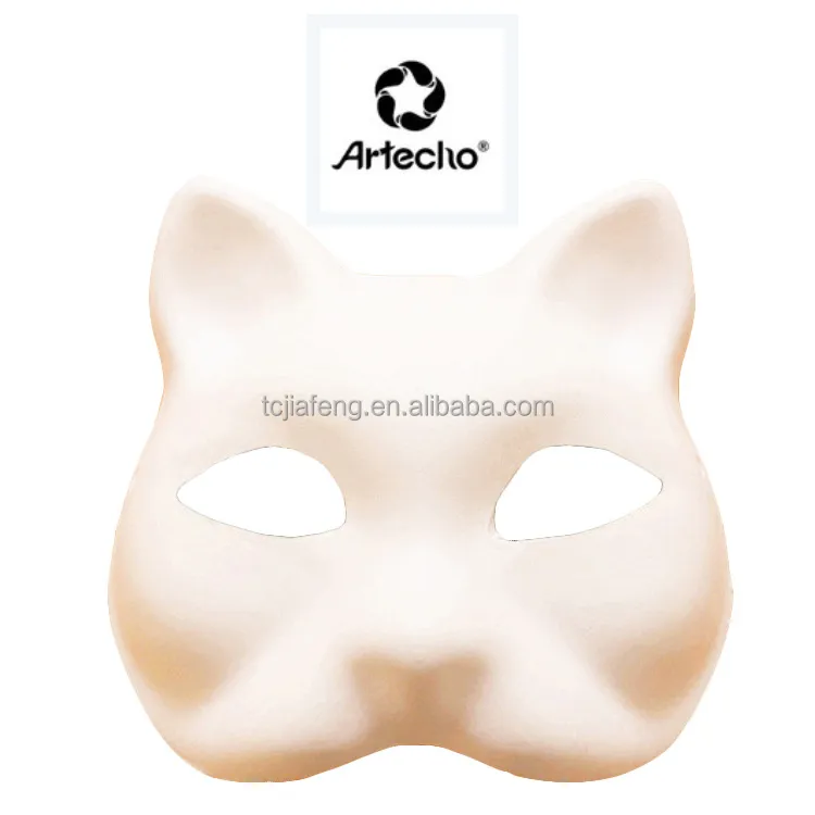 Artecho CatホワイトパルプDIYペーパーマスクハロウィンパーティー用カーニバルフェイスマスク絵画と装飾用