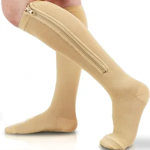 Medias De 15-20 Mmhg Enfemera预防静脉曲张抗疲劳疼痛运动护理女士男士拉链压缩袜子