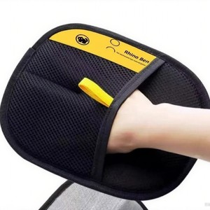 Gants anti-poils pour animaux de compagnie Autonomy, en tissu maillé noir et jaune, pour l'élimination des poils de chat et de chien - Product Image 2