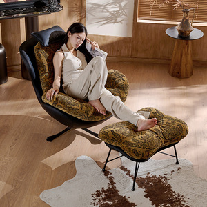 Sillón Individual de Estilo Retro, Giratorio y Reclinable, Estructura de Marco, Diseño Italiano Minimalista, Silla de Descanso - Product Image 2