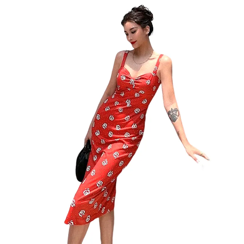 Samden women's clothing summer fashion Breathable latest designs ladies floral pencil dress