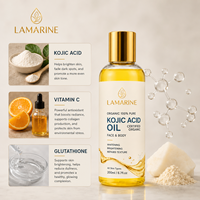 Sérum et Huile Éclaircissants et Blanchissants à l'Acide Kojique Pressé à Froid, 100% Pur, Naturel et Biologique, Enrichi en Vitamine C, pour Soins de la Peau - Vente en Gros OEM